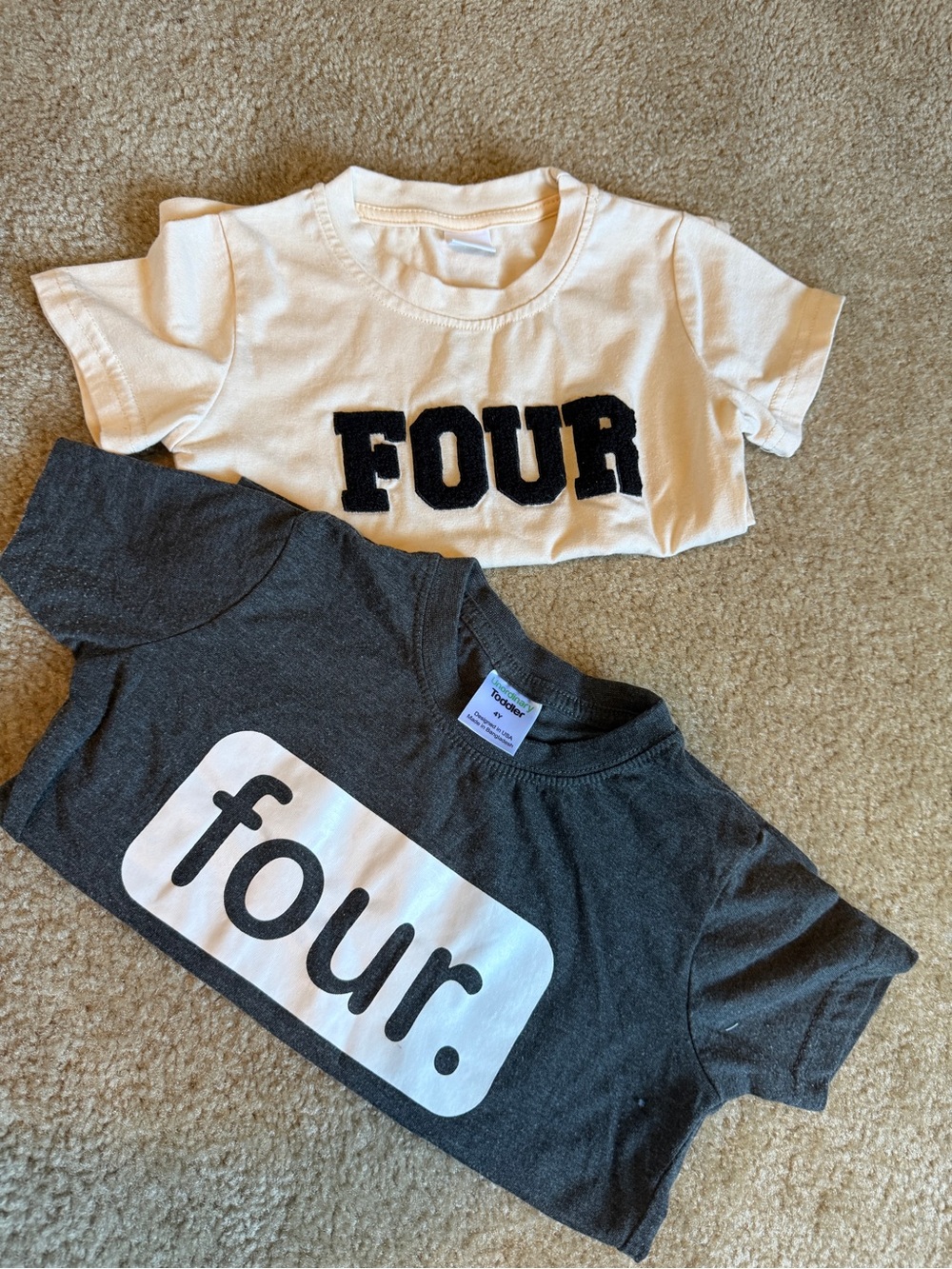 Kids 'Four' Graphic Tee - White and Charcoal